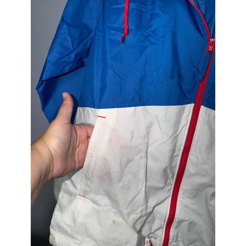 Columbia Sportswear Blue White Colorblock Full Zip Hooded Windbreaker Jacket S